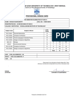 Provisional Grade Card: Maulana Abul Kalam Azad University of Technology, West Bengal