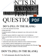 Dos and Donts in Making Test Questionaire