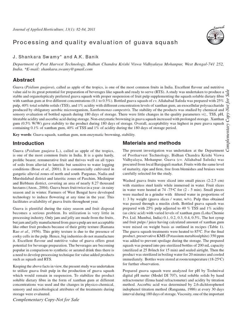 Guava Squash Stability with Xanthan Gum | PDF | Fruit Preserves | Vitamin C