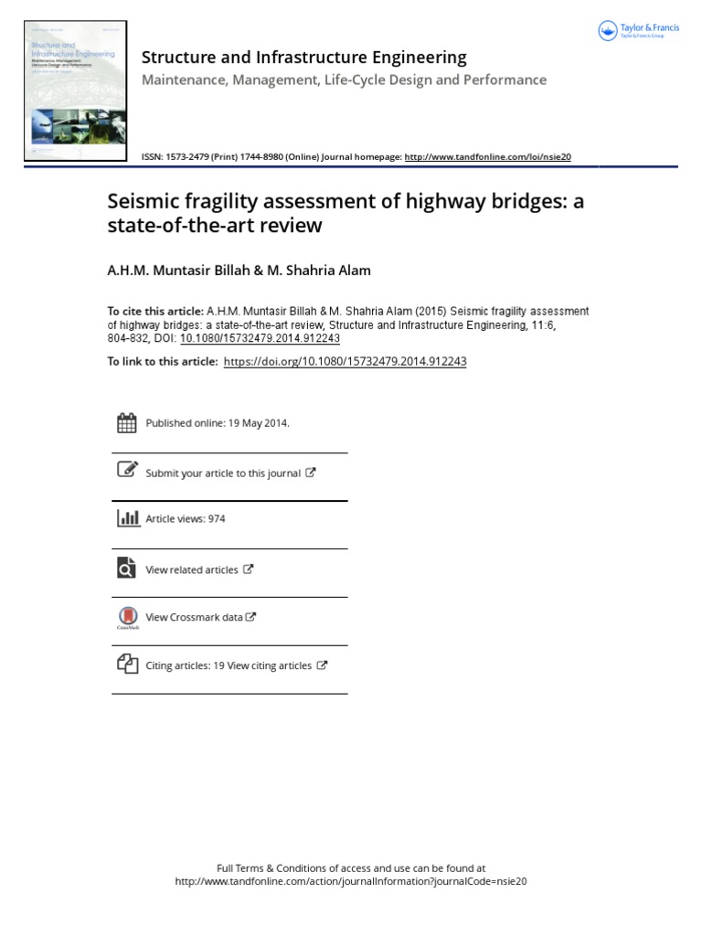 Seismic Fragility Assessment of Highway Bridges: A State-Of-The-Art ...