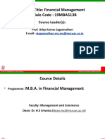 Module Title: Financial Management Module Code: 19MBA513B: Course Leader(s)