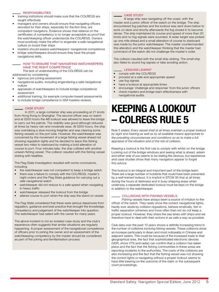 Keeping A Lookout - Colregs Rule 5: Case Study Responsibilities ...
