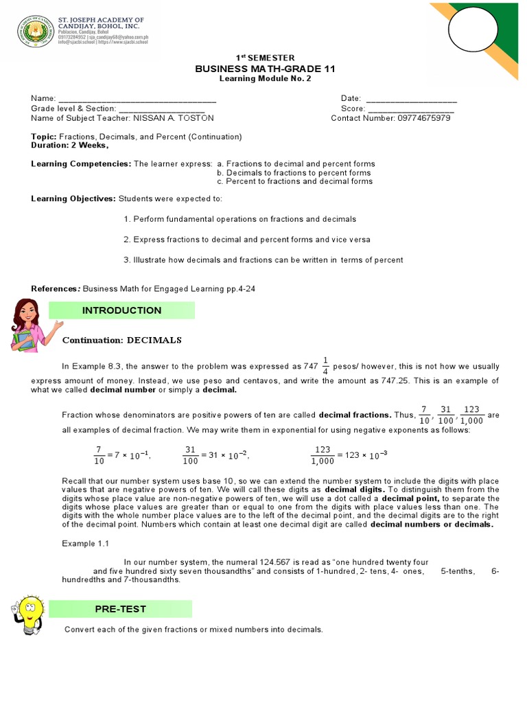 Converting Fractions, Decimals, and Percents | PDF | Percentage | Interest