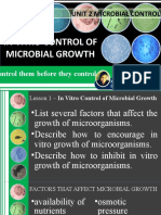 Unit 2 Lesson 1 in Vitro Control of Microbial Growth
