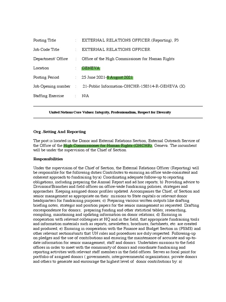 External Relations Officer Role | PDF | Competence (Human Resources ...