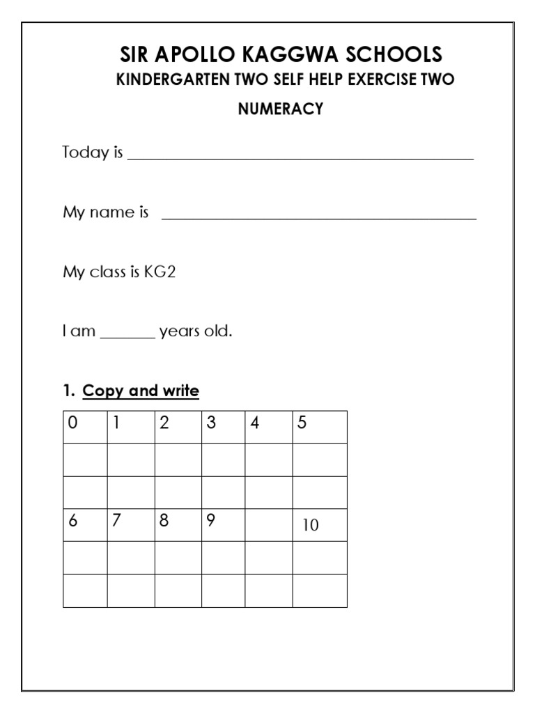 KG2 Numeracy and General Knowledge Exercises | PDF | Career & Growth ...