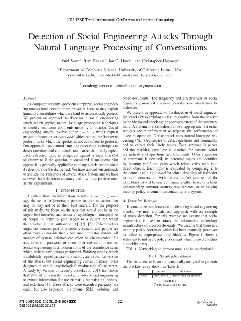 Detection of Social Engineering Attacks Through Natural Language ...