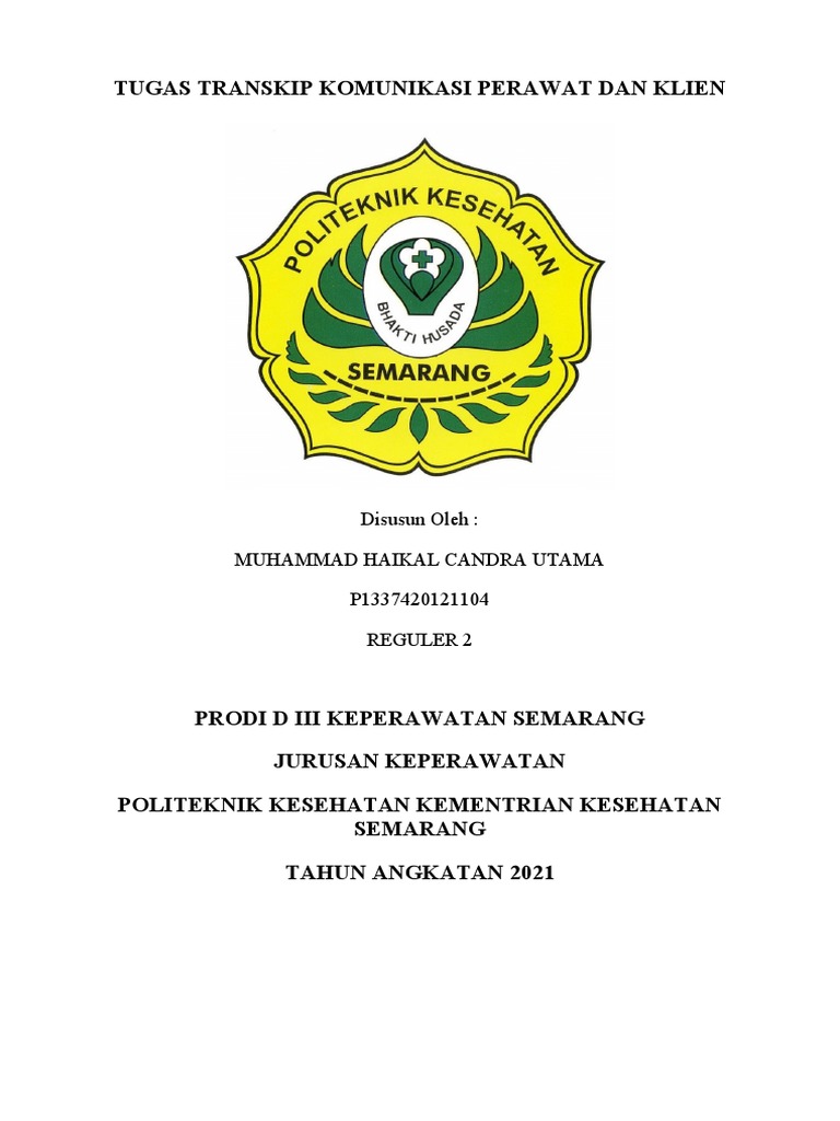 Transkip Dialog Anatara Perawat Dan Pasien Yang Mengalami Penyakit ...