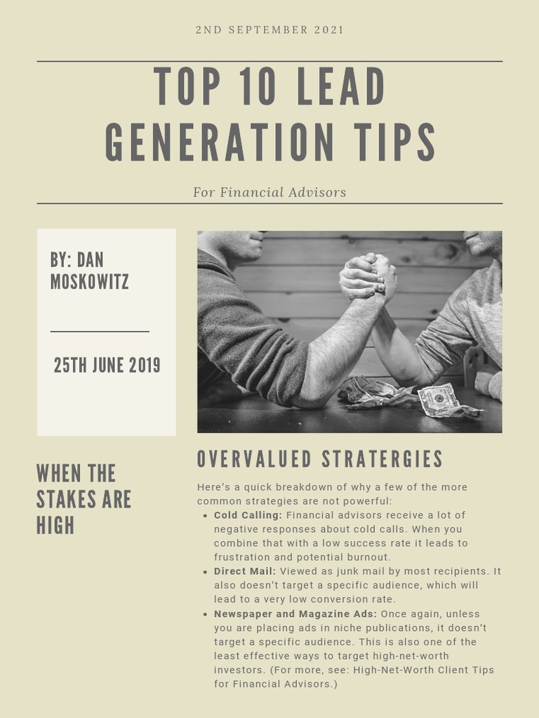 Top 10 Lead Generation Tips for Advisors | PDF | Communication | Mass Media