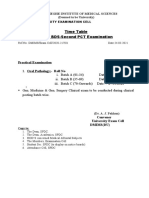 Time Table Third BDS-Second PCT Examination: Practical Examination - Roll No