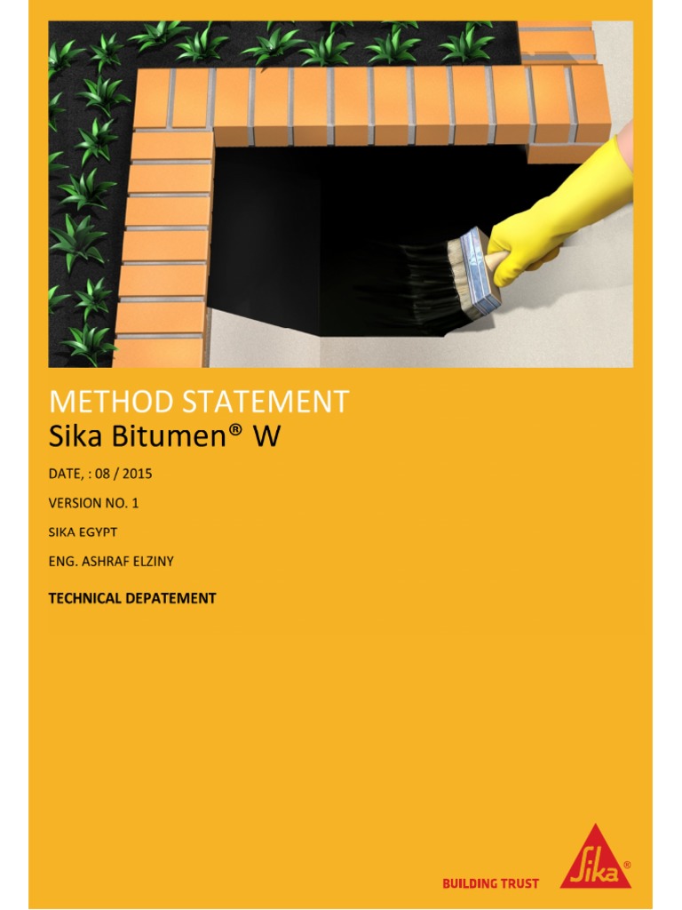 Method Statement: Sika Bitumen® W | PDF | Asphalt | Materials