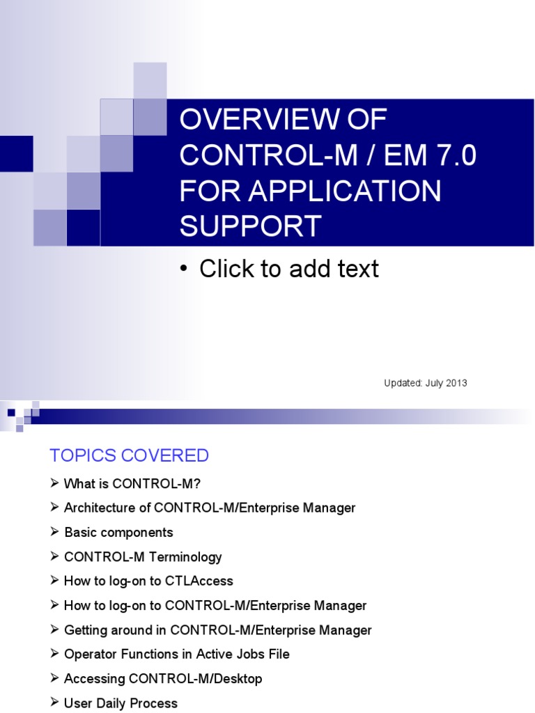 Control-M EM 7.0 Overview for Users | PDF | Server (Computing) | Databases