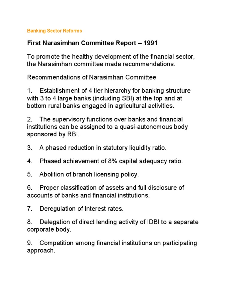 Banking Sector Reforms in India | PDF | Reserve Bank Of India | Banks