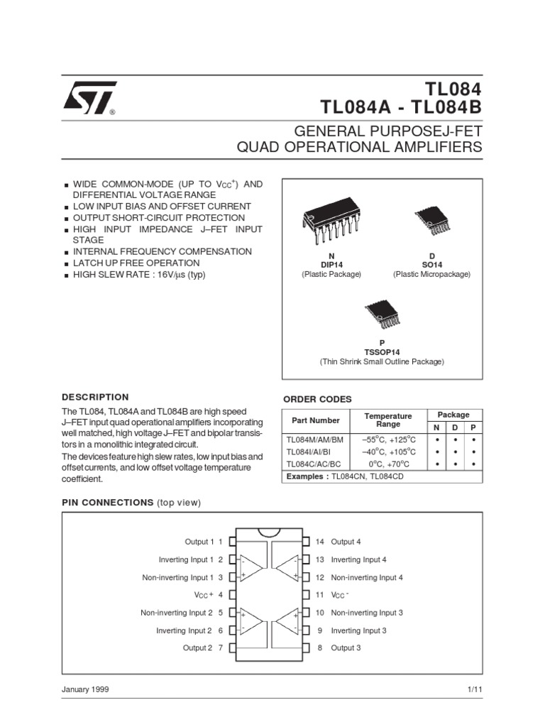 Tl 084 Pdf Amplifier Electricity