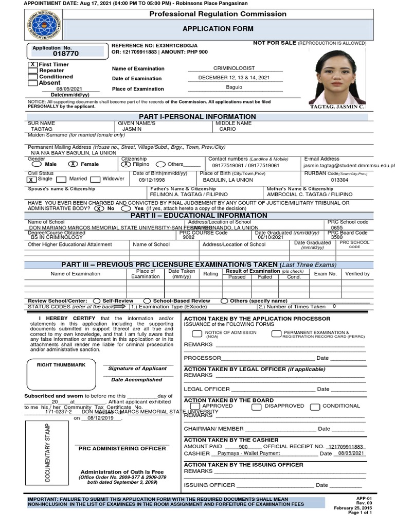 Application Form: Professional Regulation Commission | PDF | Common Law ...
