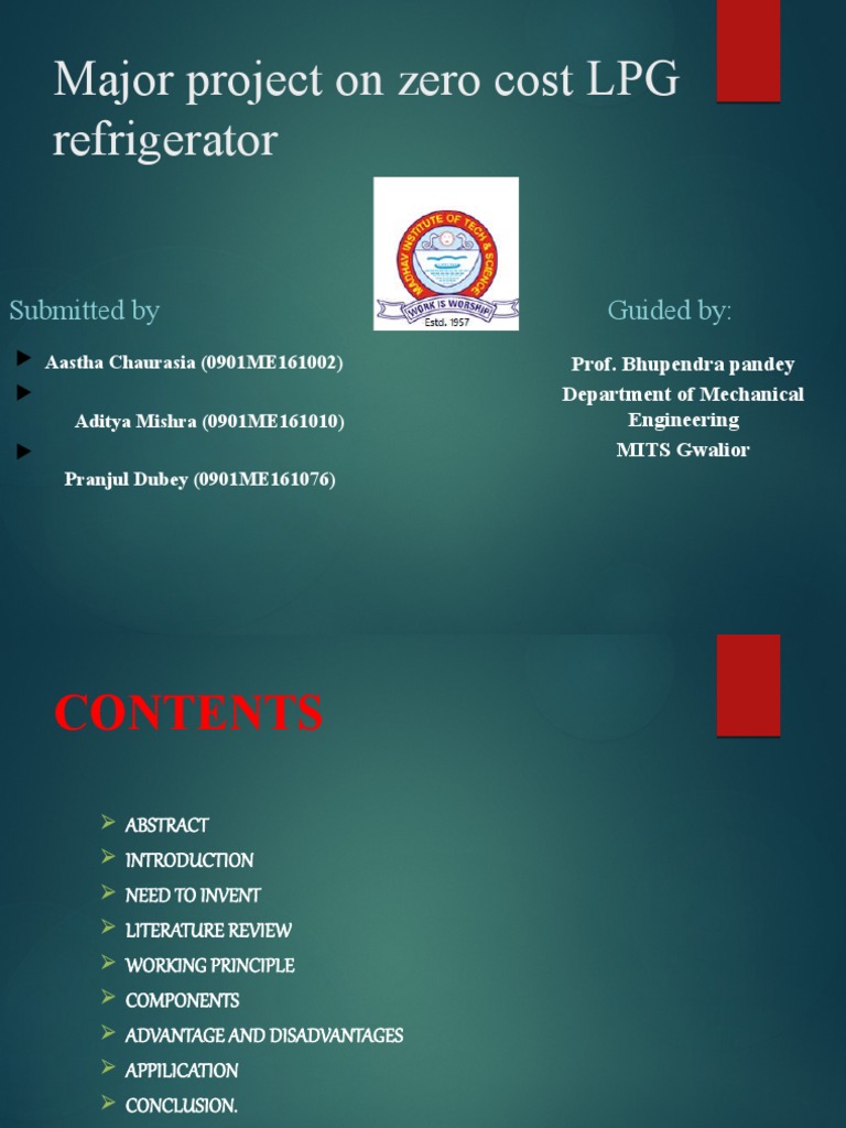 Zero Cost LPG Refrigerator Project PDF Liquefied Petroleum Gas