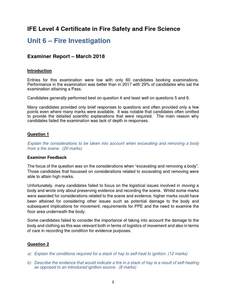 Unit 6 - Fire Investigation: IFE Level 4 Certificate in Fire Safety and ...