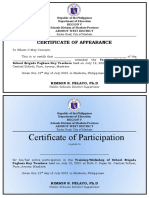 Certificate of Appearance Participation