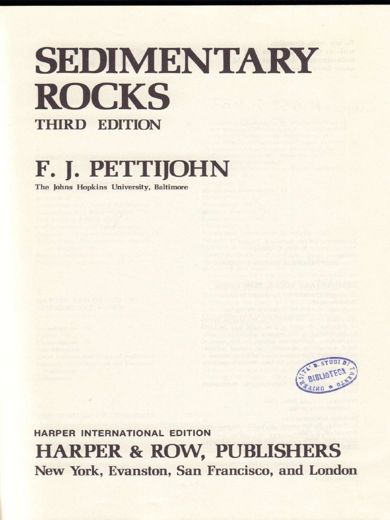 Sedimentary Rocks: F. J. Pettijohn | PDF | Sedimentary Rock | Shale