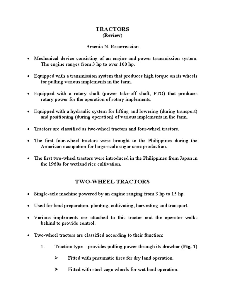 Overview of Tractor Types and Functions | PDF | Tractor | Transmission ...