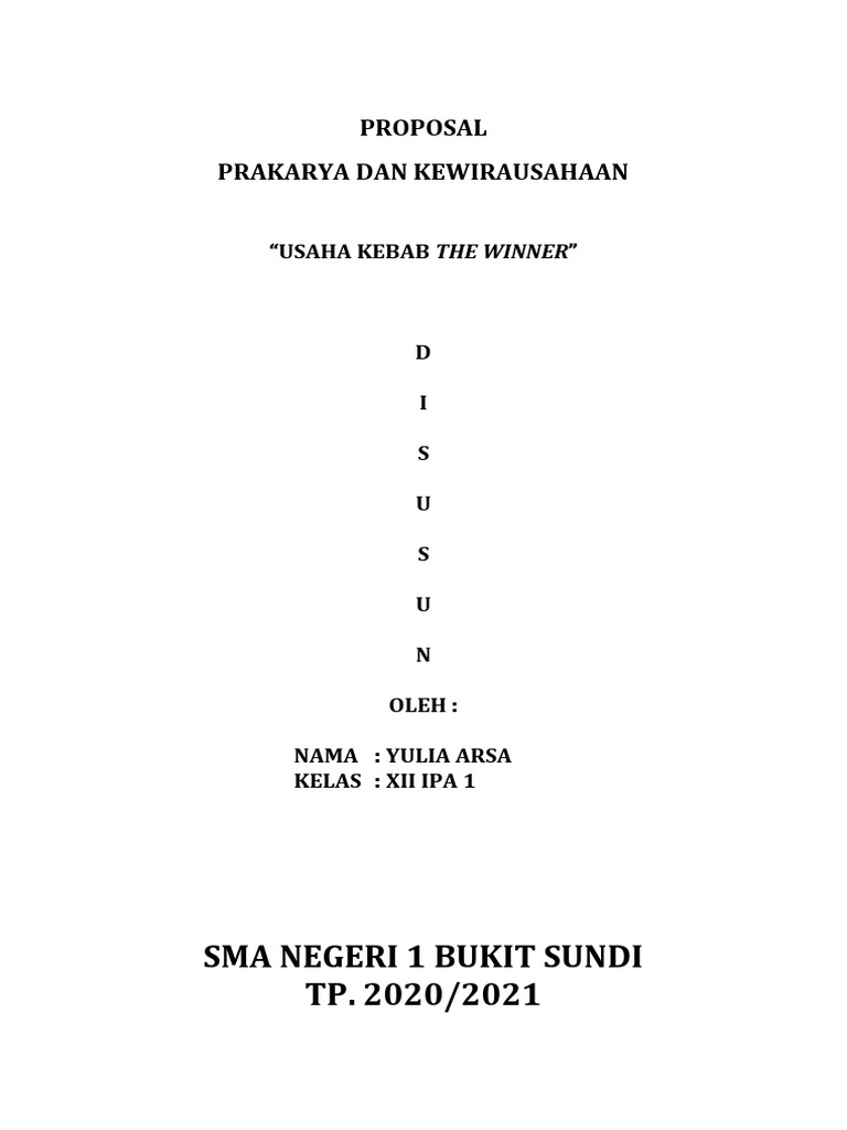 Proposal Usaha Kebab D'Winner | PDF