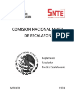 Reglamento, tabulador y crédito escalafonario de la Comisión Nacional Mixta de Escalafón