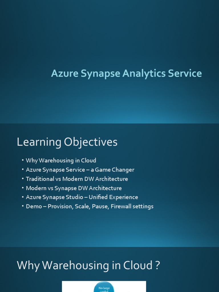 Azure Synapse Analytics Overview | PDF | Microsoft Azure | Data Warehouse