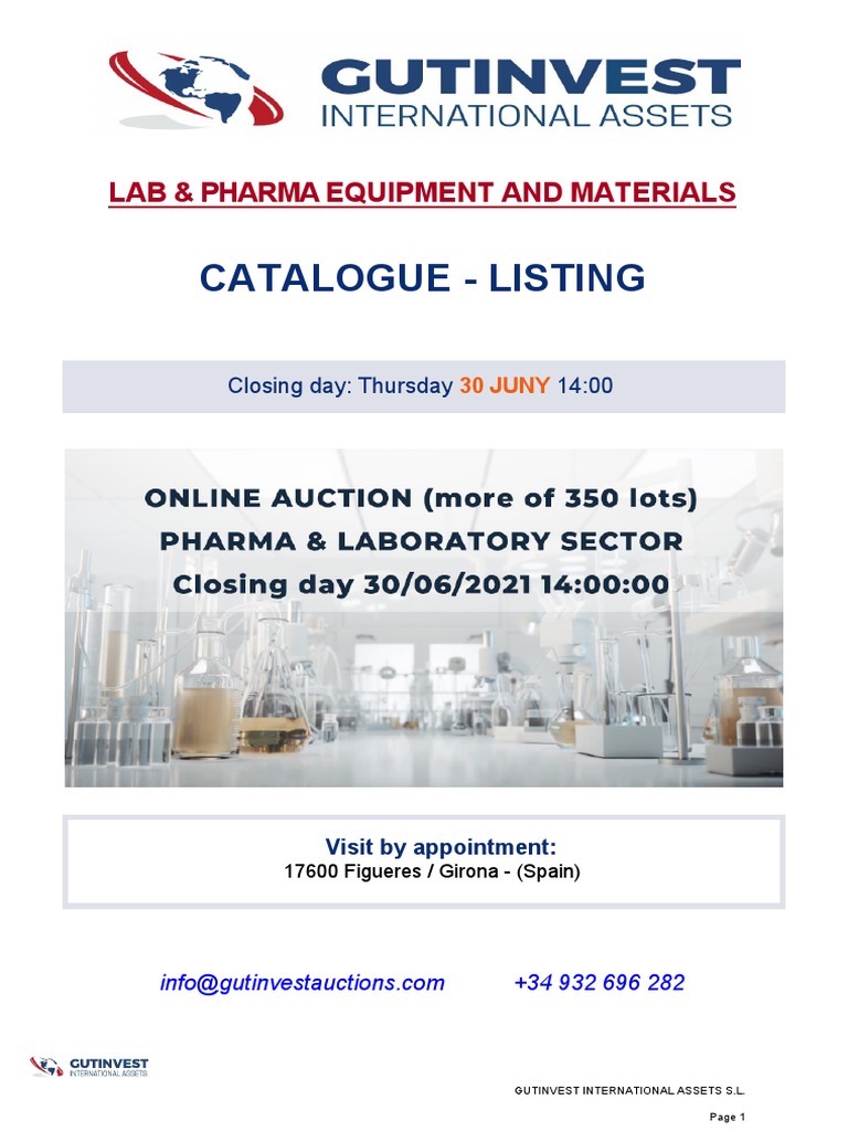 Catalogue - Listing: Lab & Pharma Equipment and Materials | PDF | High ...