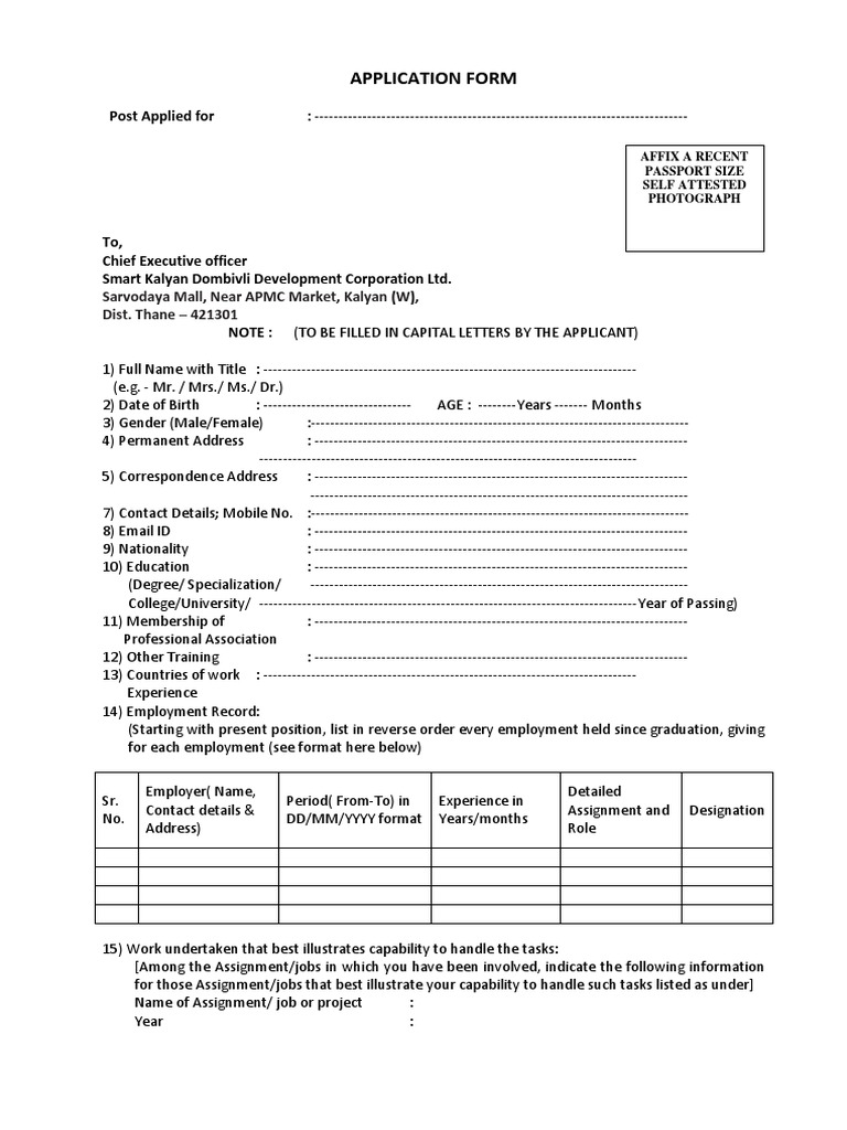 Application Form in PDF Format | PDF | Business | Computers