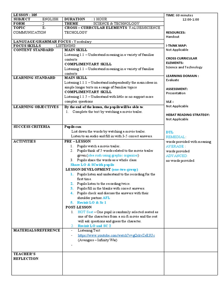 E-Communication Lesson Plans for English | PDF | Reading Comprehension ...