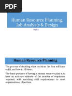 Human Resource Planning, Job Analysis & Design: Unit 2