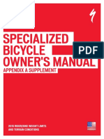 2015 APPENDIX A SUPPLEMENT OWNER'S MANUAL BICYCLE SPECIALIZED