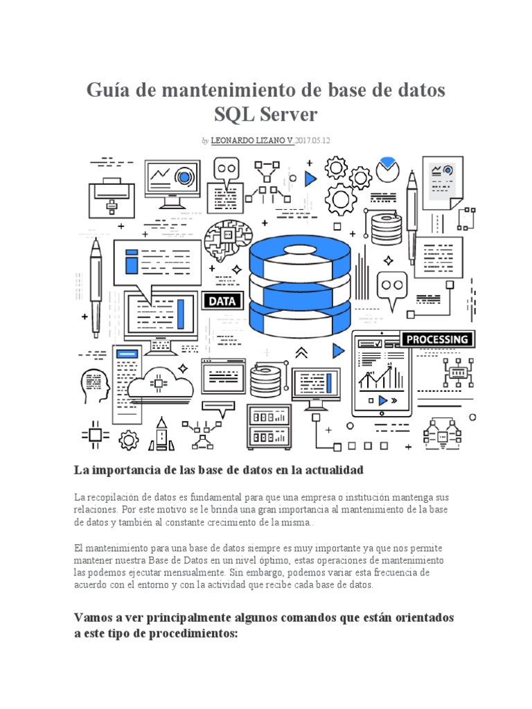 Mantenimiento de Bases de Datos SQL Server | PDF | SQL | Servidor SQL ...
