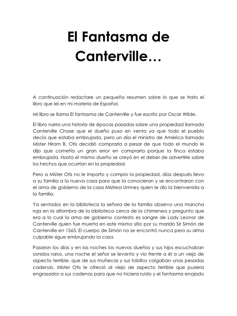 El Fantasma de Canterville PDF Ocio