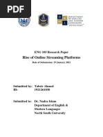 Complete Research Paper - Rise of Online Streaming Platforms - Tabsir Ahmed - 1921261030