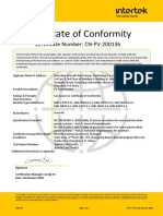 Certificate of Conformity for PV Grid Inverters