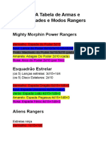 NOVA Tabela de Armas e Habilidades e Modos Rangers