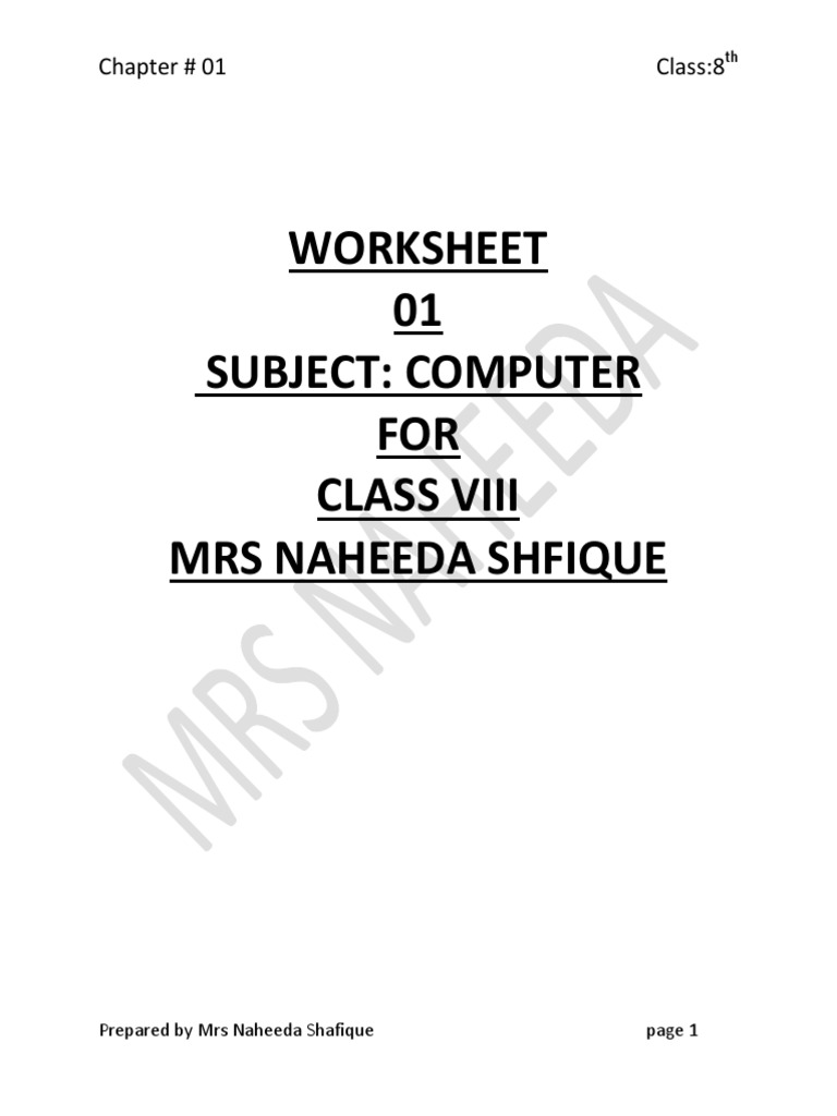 Class 8 Computer Networking Worksheet | PDF | Function (Mathematics ...