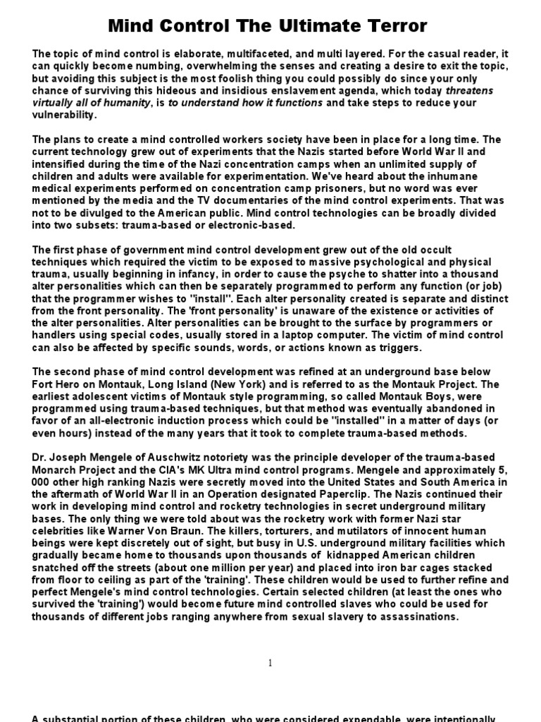 Understanding Mind Control Techniques | PDF | Satanism | Child Abuse