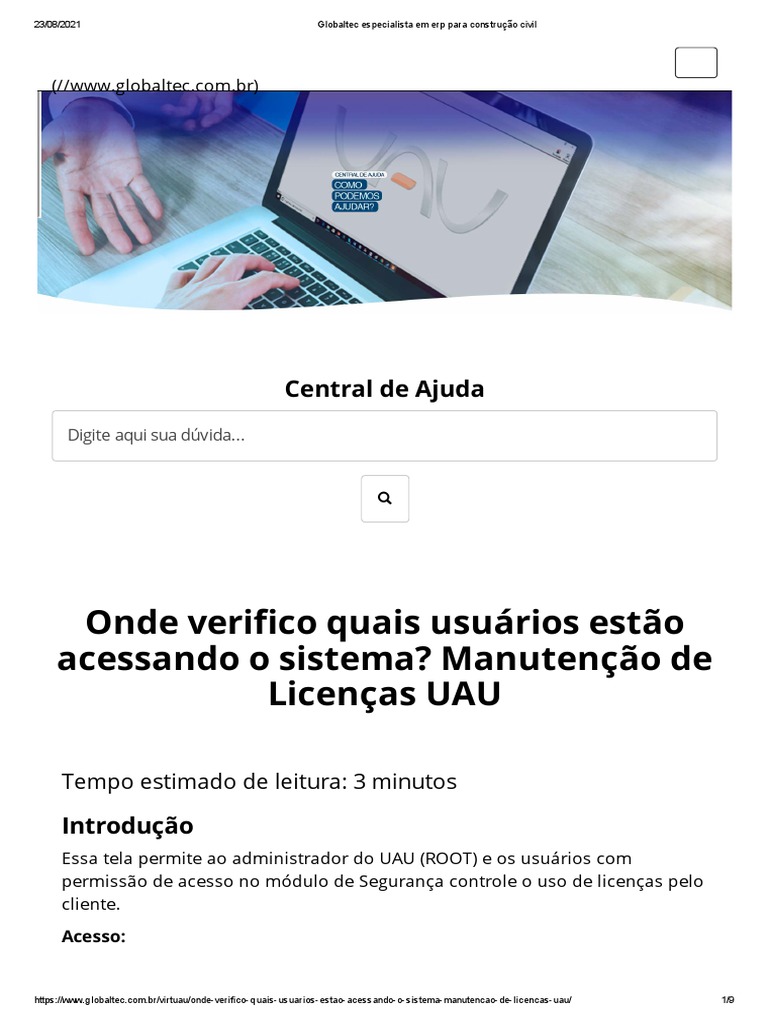 Globaltec UAU – Permissão de Usuário – Como liberar um usuário