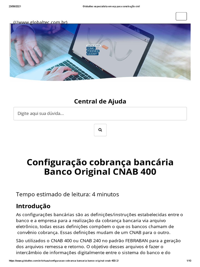 Configuração Cobrança Bancária Banco Original CNAB 400 | PDF