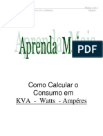 Como Calcular o Consumo em KVA WATTS e AMPERES