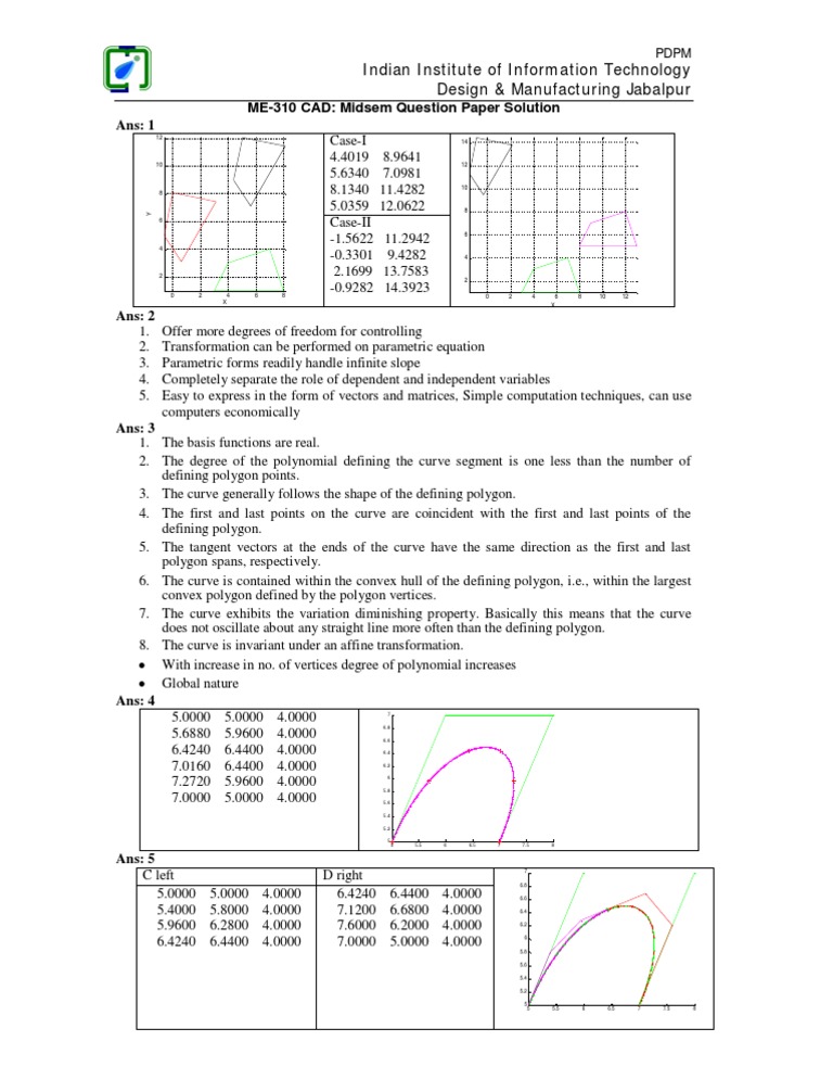 ME-310 CAD: Midsem Question Paper Solution Ans: 1 | PDF | Curve ...