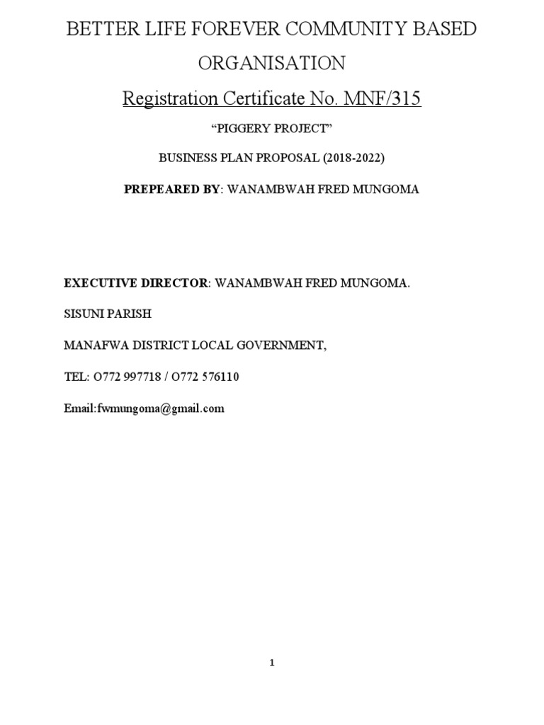 EXAMPLE OF PIGGERY PROJECT PROPOSAL intelligence overview