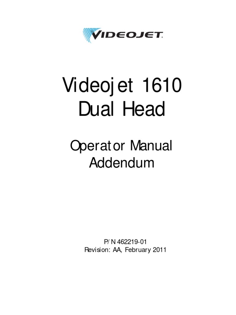 Videojet 1610 Dual Head Operator Manual PDF Electrical Connector