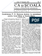 Bisericaşi Şcoala: Cuvântarea P. S. Episcop Andrei, La Parastasul Pentru Ionel Moţa Şi Vasile Marin