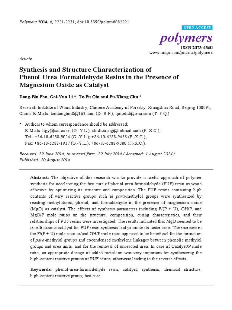 Synthesis and Structure Characterization of PhenolUreaFormaldehyde