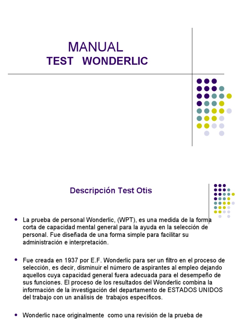 Prueba Wonderlic: Medición de Inteligencia | PDF | Inteligencia ...