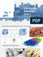 Ciência dos Materiais - Aula 1 sobre Estrutura e Propriedades