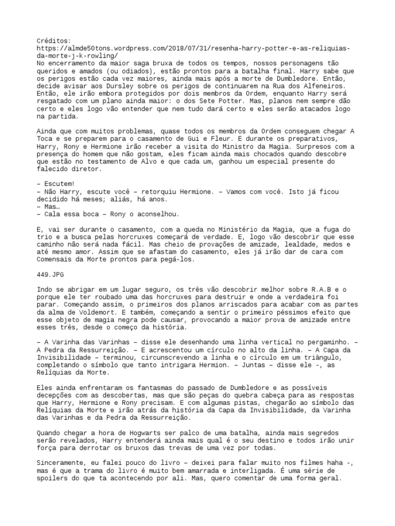 Resenha Harry Potter e As Reliquias Da Morte | PDF | Harry Potter | Ficção  de fantasia contemporânea, image size:768x1024